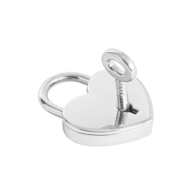Love Heart Padlock with Key Pack 2 Silver (30x39mmH)