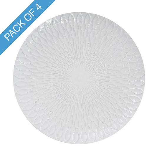 Mosaic Pattern Charger Plate Pack 4 White (33cmD)