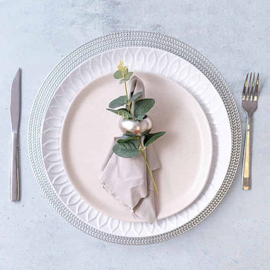 Mosaic Pattern Charger Plate Pack 4 White (33cmD)