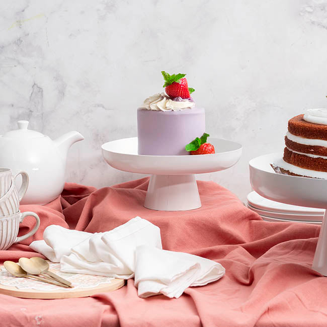 Metal Display Tray Stand White (24.5cmDx10.5cmH)