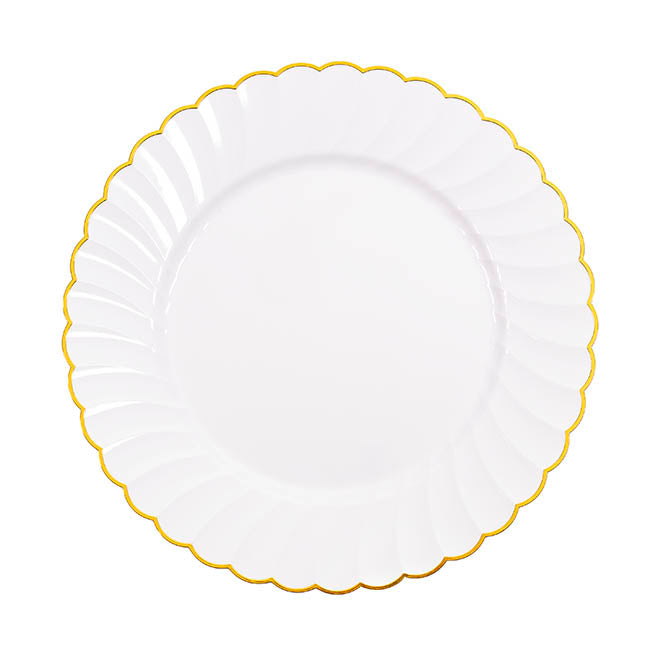 Charger Plate Gold Scallop Edge Pack 4 White (32cmD)
