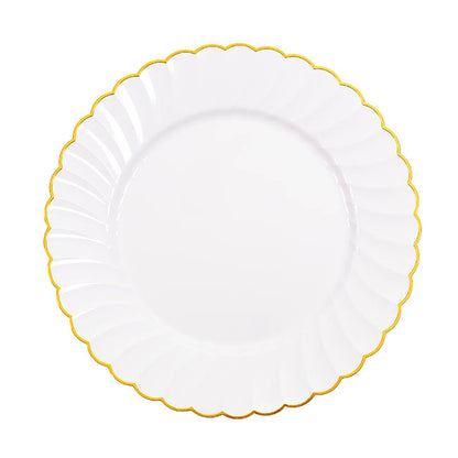 Charger Plate Gold Scallop Edge Pack 4 White (32cmD)