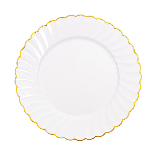 Charger Plate Gold Scallop Edge Pack 4 White (32cmD)