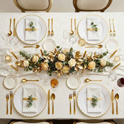 Charger Plate Gold Scallop Edge Pack 4 White (32cmD)