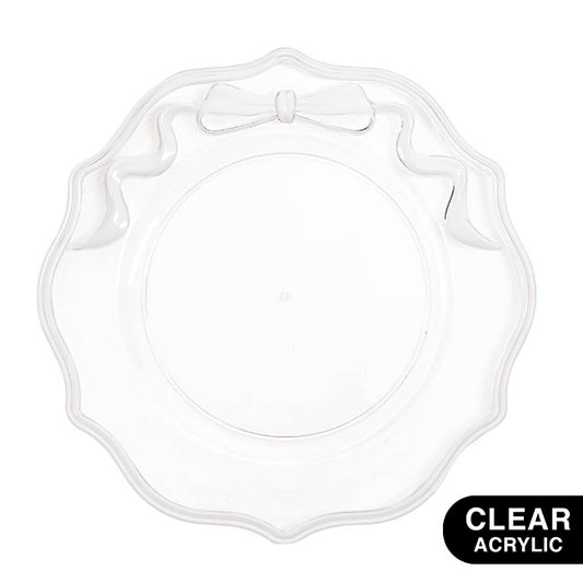 Charger Plate Bow White Edge Pack 4 Clear (32cmD)