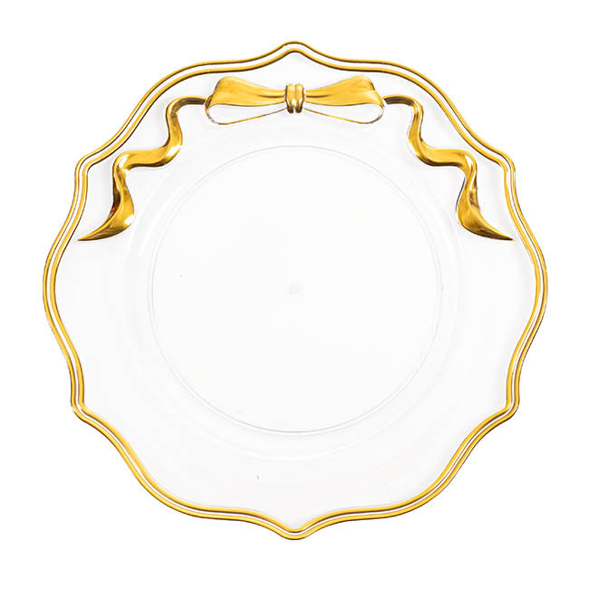 Charger Plate Bow Gold Edge Pack 4 Clear (32cmD)