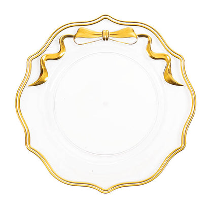 Charger Plate Bow Gold Edge Pack 4 Clear (32cmD)