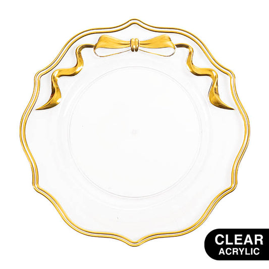 Charger Plate Bow Gold Edge Pack 4 Clear (32cmD)