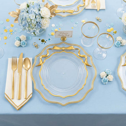Charger Plate Bow Gold Edge Pack 4 Clear (32cmD)