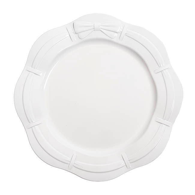 Charger Plate Scallop Edge Bow Pack 4 White (33cmD)
