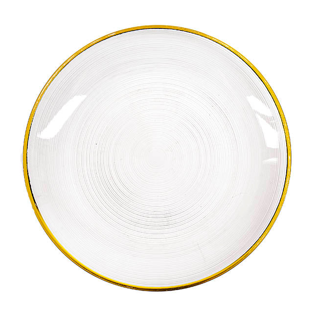 Charger Plate Ripple w Gold Rim Pack 4 Clear (33cmD)