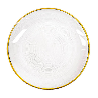 Charger Plate Ripple w Gold Rim Pack 4 Clear (33cmD)