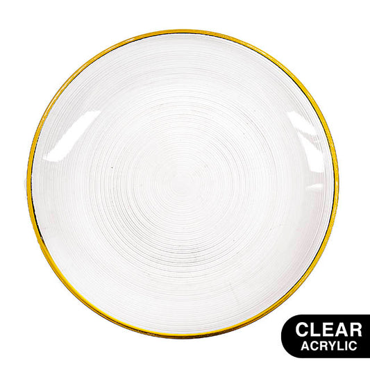 Charger Plate Ripple w Gold Rim Pack 4 Clear (33cmD)
