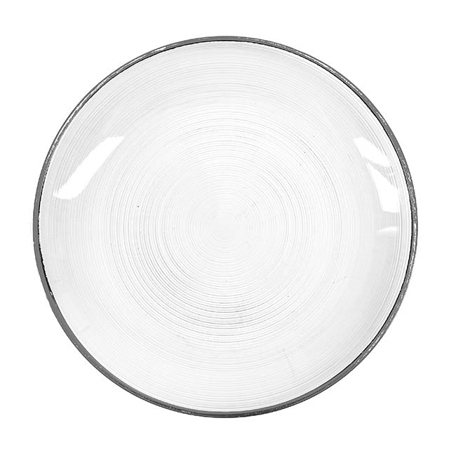 Charger Plate w Silver Rim Pack 4 Clear (33cmD)