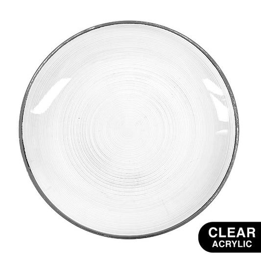 Charger Plate w Silver Rim Pack 4 Clear (33cmD)