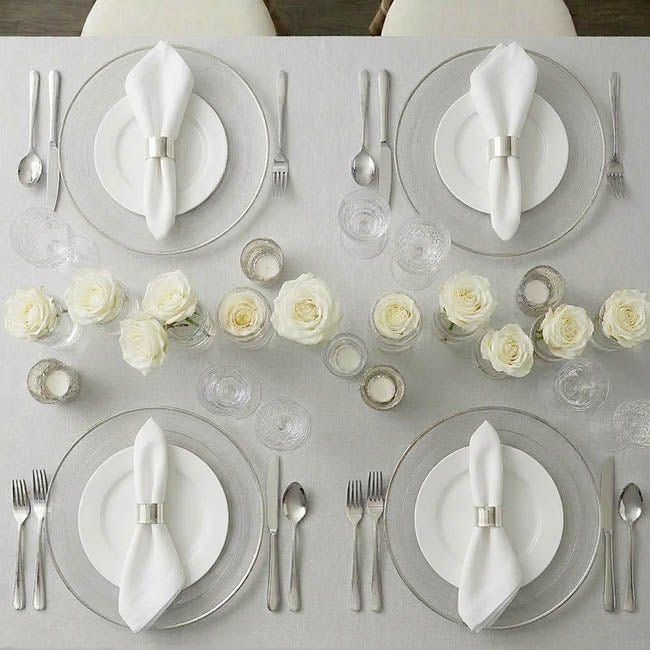 Charger Plate w Silver Rim Pack 4 Clear (33cmD)