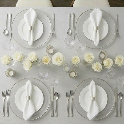 Charger Plate w Silver Rim Pack 4 Clear (33cmD)