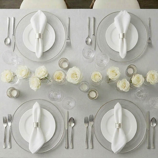 Charger Plate w Silver Rim Pack 4 Clear (33cmD)
