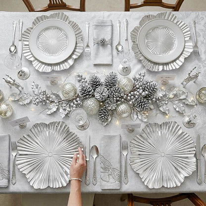 Charger Plate Floral Design Pack 4 Silver (33cmD)