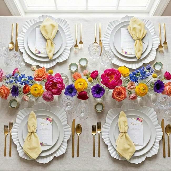 Charger Plate Floral Design Pack 4 White (33cmD)