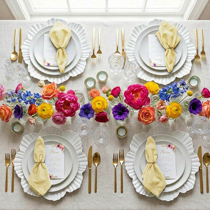 Charger Plate Floral Design Pack 4 White (33cmD)