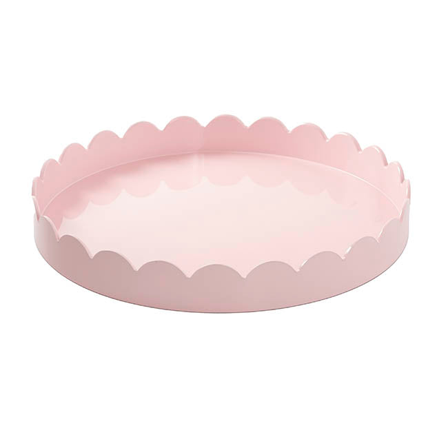 Scallop Edge Round Tray Soft Pink (4x35cmD)