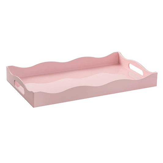 Scallop Edge Rectangle Tray Soft Pink (40x24cm)