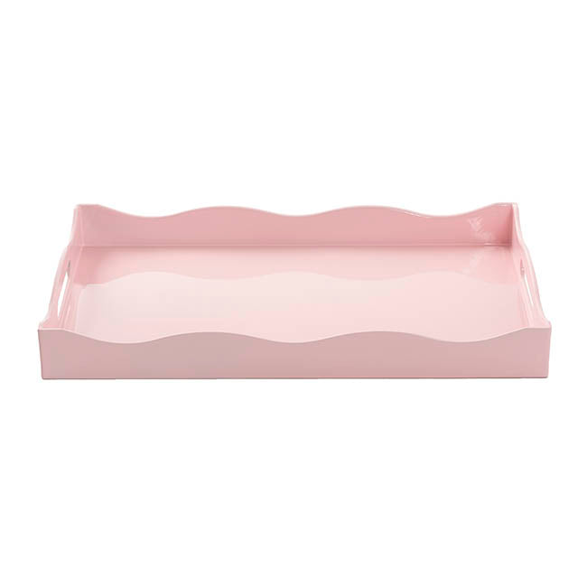 Scallop Edge Rectangle Tray Soft Pink (40x24cm)