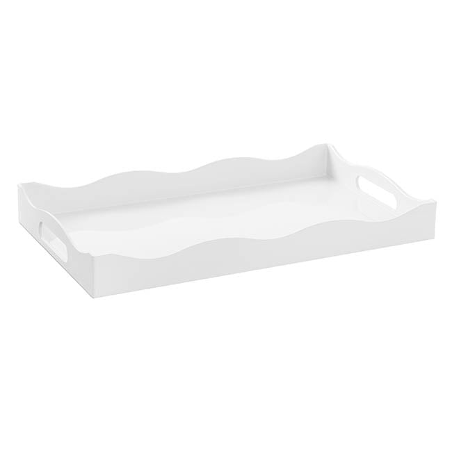 Scallop Edge Rectangle Tray White (40x24cm)