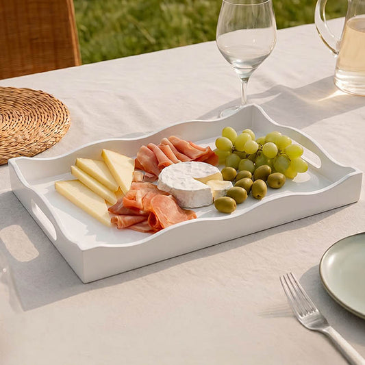 Scallop Edge Rectangle Tray White (40x24cm)