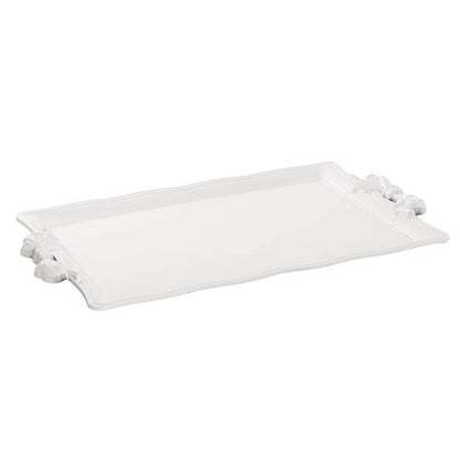 Large Rectangle Tray w Bow Handle White (50x30cm)
