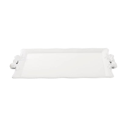 Large Rectangle Tray w Bow Handle White (50x30cm)