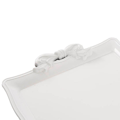Large Rectangle Tray w Bow Handle White (50x30cm)
