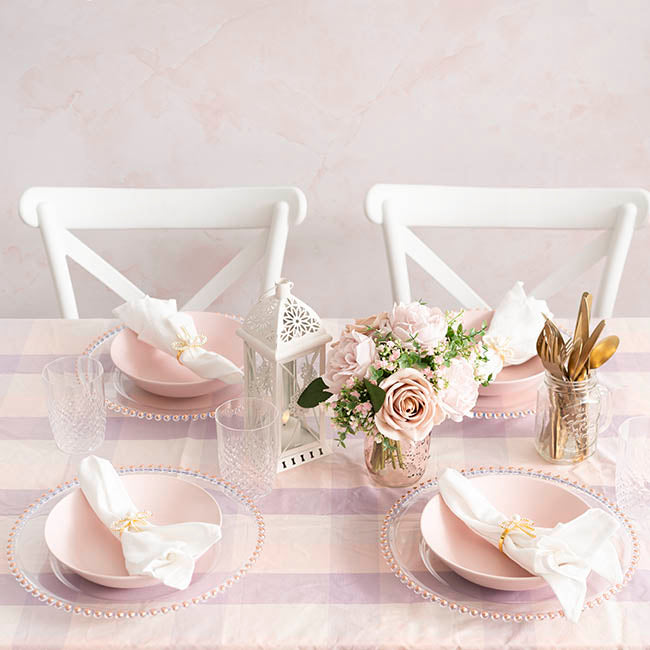 Charger Plate w Rose Gold Beaded Edge Pack 4 Clear (32cmD)