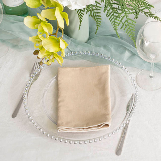 Charger Plate w Silver Beaded Edge Pack 4 Clear (32cmD)