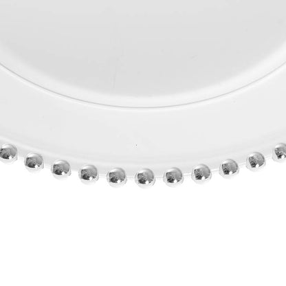Charger Plate w Silver Beaded Edge Pack 4 Clear (32cmD)