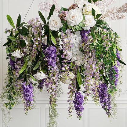 Hanging Floral Chandelier Large Single White (90cmDx100cmH)