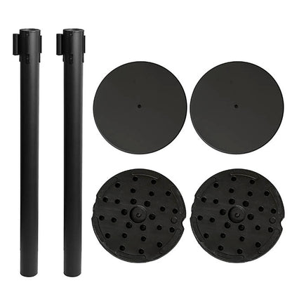 Retractable Barrier Post Bollard Set 2 Black (32cmDx92cmH)