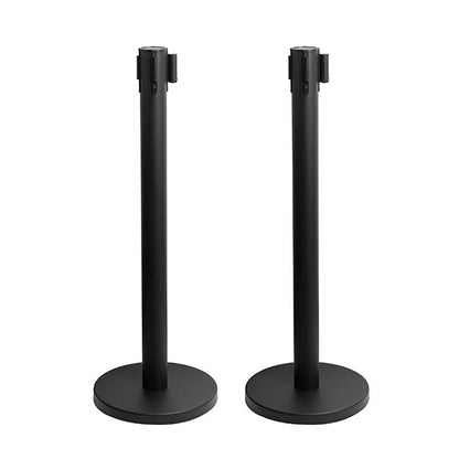 Retractable Barrier Post Bollard Set 2 Black (32cmDx92cmH)