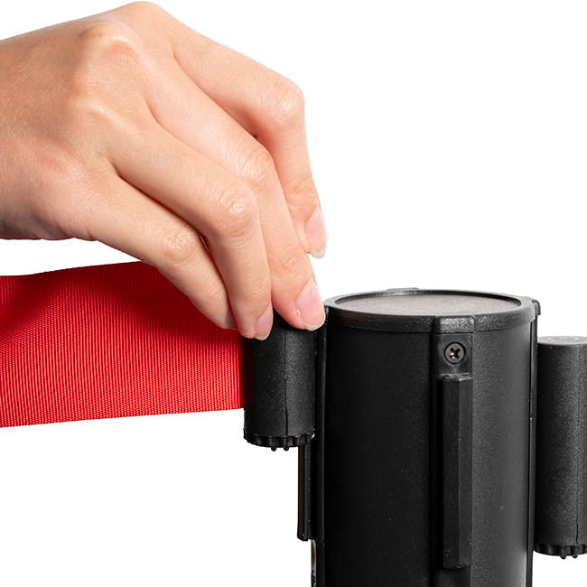 Retractable Barrier Post Bollard Set 2 Black (32cmDx92cmH)