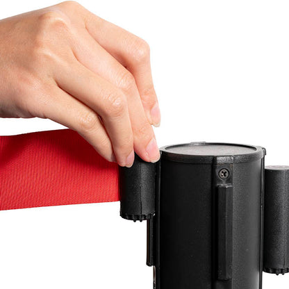 Retractable Barrier Post Bollard Set 2 Black (32cmDx92cmH)