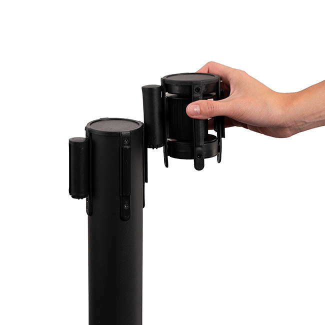 Retractable Bollard Barrier Belt Pack 2 Black (2mL)