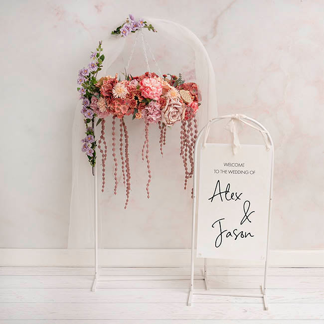 Hanging Ceiling Hoop Small Single White (45cmDx54cmH)