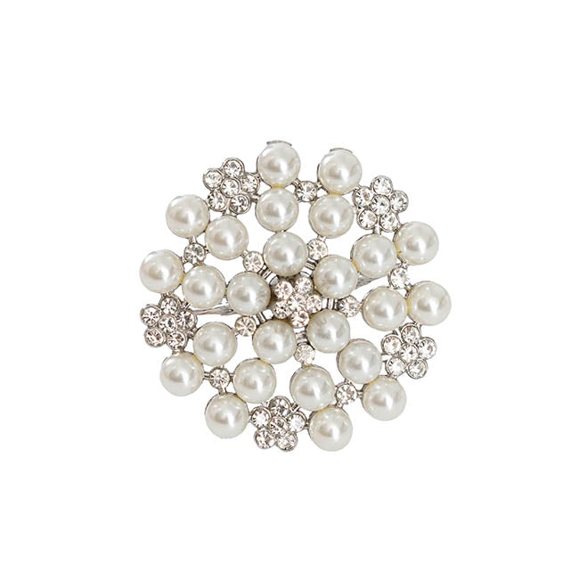 Pearl Flower Napkin Ring Pack 4 Silver (4cmD)