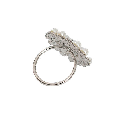 Pearl Flower Napkin Ring Pack 4 Silver (4cmD)