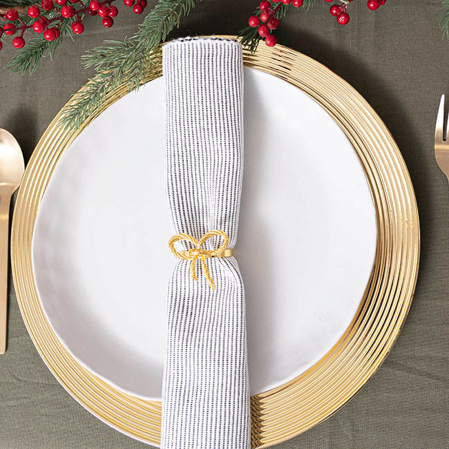 Metal Napkin Ring with Bow Pack 4 Gold (4.5cmD)