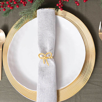Metal Napkin Ring with Bow Pack 4 Gold (4.5cmD)