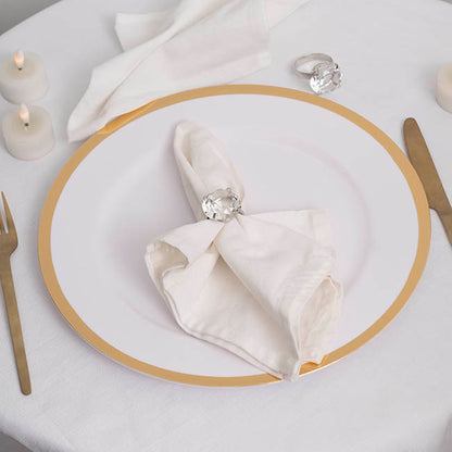 Large Diamond Napkin Ring Pack 4 Silver (3.7cmD)