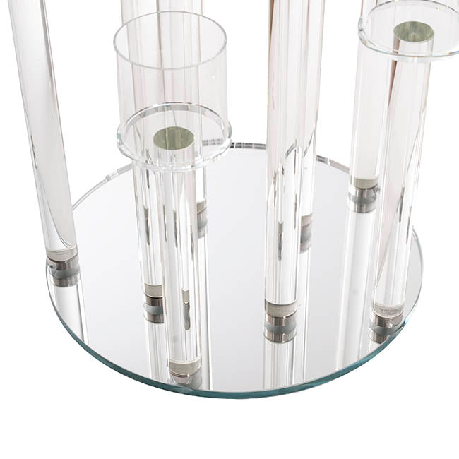 Crystal Glass 9 Head Pillar Candle Holder Clear (30x60cmH)