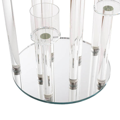 Crystal Glass 9 Head Pillar Candle Holder Clear (30x60cmH)
